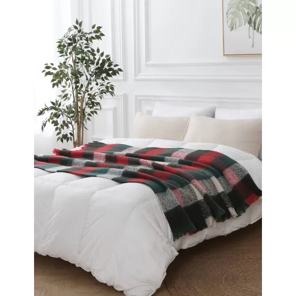 ZonLi Brown Throw Blanket 50quot x 60quot Fall Decorative Classic Blankets with Tassel for Couch Bed Sofa Chair Outdoor Cozy Warm Lightweight Blankets BrownChristmas Red