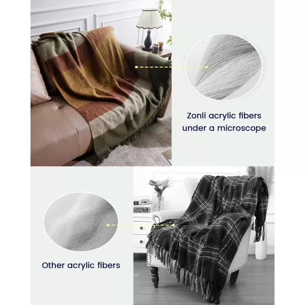 ZonLi Brown Throw Blanket 50quot x 60quot Fall Decorative Classic Blankets with Tassel for Couch Bed Sofa Chair Outdoor Cozy Warm Lightweight Blankets BrownBrown Yellow