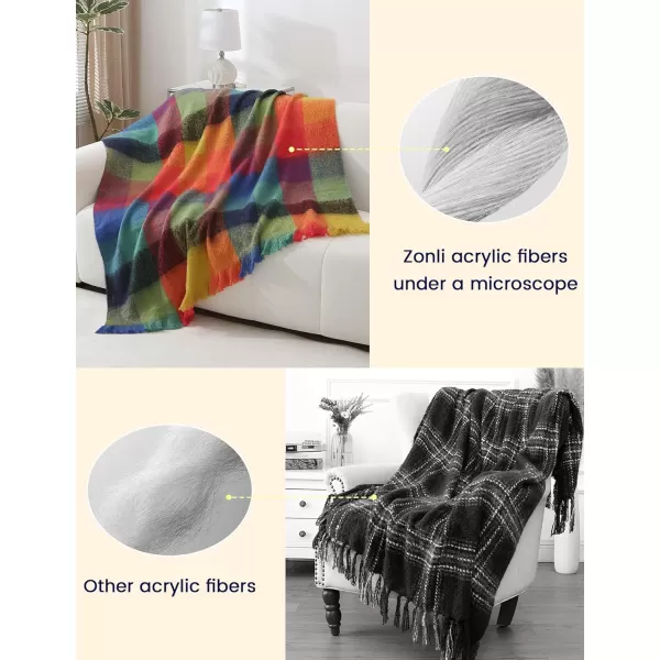 ZonLi Brown Throw Blanket 50quot x 60quot Fall Decorative Classic Blankets with Tassel for Couch Bed Sofa Chair Outdoor Cozy Warm Lightweight Blankets BrownChristmas Colorful