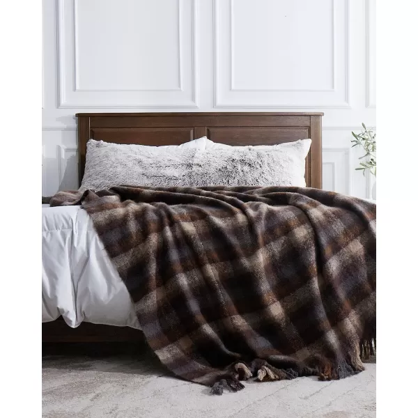 ZonLi Brown Throw Blanket 50quot x 60quot Fall Decorative Classic Blankets with Tassel for Couch Bed Sofa Chair Outdoor Cozy Warm Lightweight Blankets BrownBrown