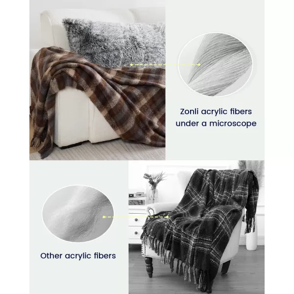 ZonLi Brown Throw Blanket 50quot x 60quot Fall Decorative Classic Blankets with Tassel for Couch Bed Sofa Chair Outdoor Cozy Warm Lightweight Blankets BrownBrown