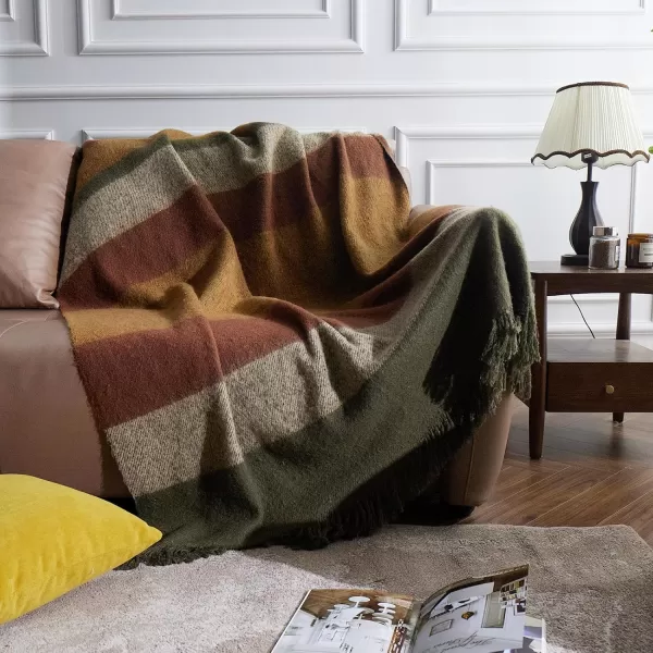ZonLi Brown Throw Blanket 50quot x 60quot Fall Decorative Classic Blankets with Tassel for Couch Bed Sofa Chair Outdoor Cozy Warm Lightweight Blankets BrownBrown Yellow