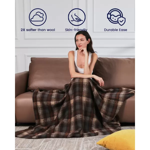 ZonLi Brown Throw Blanket 50quot x 60quot Fall Decorative Classic Blankets with Tassel for Couch Bed Sofa Chair Outdoor Cozy Warm Lightweight Blankets BrownBrown