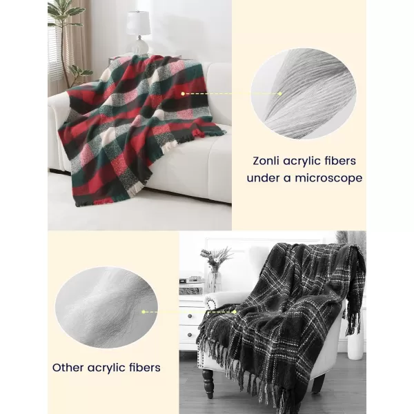 ZonLi Brown Throw Blanket 50quot x 60quot Fall Decorative Classic Blankets with Tassel for Couch Bed Sofa Chair Outdoor Cozy Warm Lightweight Blankets BrownChristmas Red