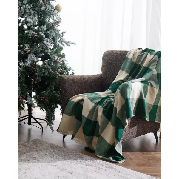 ZonLi Brown Throw Blanket 50quot x 60quot Fall Decorative Classic Blankets with Tassel for Couch Bed Sofa Chair Outdoor Cozy Warm Lightweight Blankets BrownGreen Checkered