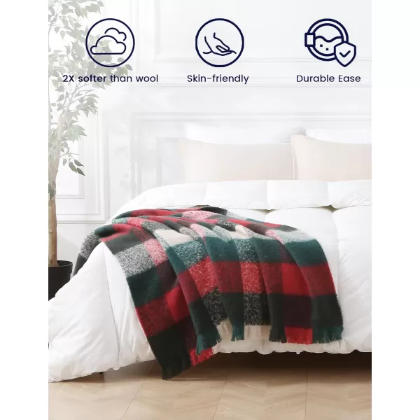 ZonLi Brown Throw Blanket 50quot x 60quot Fall Decorative Classic Blankets with Tassel for Couch Bed Sofa Chair Outdoor Cozy Warm Lightweight Blankets BrownChristmas Red