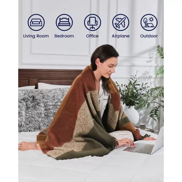 ZonLi Brown Throw Blanket 50quot x 60quot Fall Decorative Classic Blankets with Tassel for Couch Bed Sofa Chair Outdoor Cozy Warm Lightweight Blankets BrownBrown Yellow