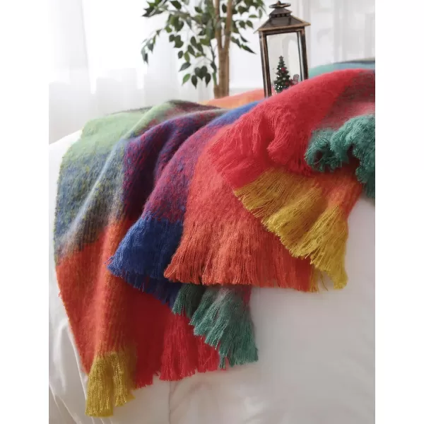 ZonLi Brown Throw Blanket 50quot x 60quot Fall Decorative Classic Blankets with Tassel for Couch Bed Sofa Chair Outdoor Cozy Warm Lightweight Blankets BrownChristmas Colorful