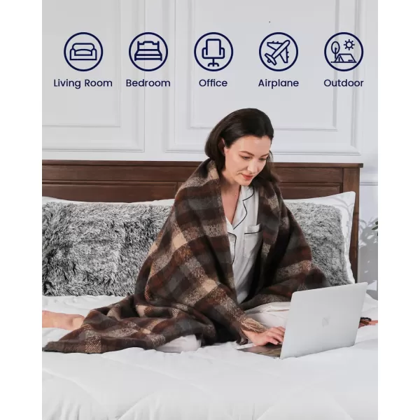 ZonLi Brown Throw Blanket 50quot x 60quot Fall Decorative Classic Blankets with Tassel for Couch Bed Sofa Chair Outdoor Cozy Warm Lightweight Blankets BrownBrown