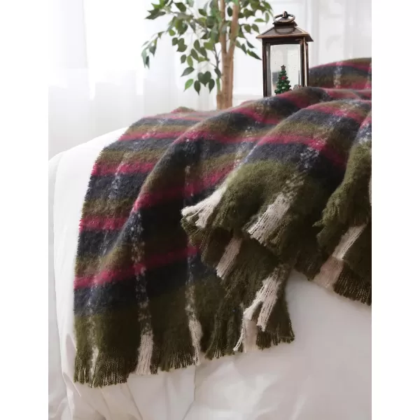 ZonLi Brown Throw Blanket 50quot x 60quot Fall Decorative Classic Blankets with Tassel for Couch Bed Sofa Chair Outdoor Cozy Warm Lightweight Blankets BrownChristmas Green
