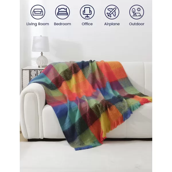 ZonLi Brown Throw Blanket 50quot x 60quot Fall Decorative Classic Blankets with Tassel for Couch Bed Sofa Chair Outdoor Cozy Warm Lightweight Blankets BrownChristmas Colorful