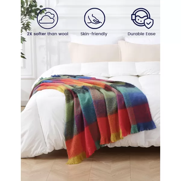 ZonLi Brown Throw Blanket 50quot x 60quot Fall Decorative Classic Blankets with Tassel for Couch Bed Sofa Chair Outdoor Cozy Warm Lightweight Blankets BrownChristmas Colorful