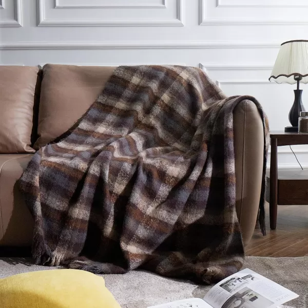 ZonLi Brown Throw Blanket 50quot x 60quot Fall Decorative Classic Blankets with Tassel for Couch Bed Sofa Chair Outdoor Cozy Warm Lightweight Blankets BrownBrown
