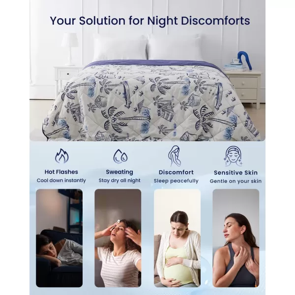 ZonLi Cooling Blanket for Hot Sleepers ampamp Night Sweats  Lightweight King Size Cooling Blanket  QMax ampgt04  Stay Cool All NightBeachside Village 90quotx108quotBeachside Village