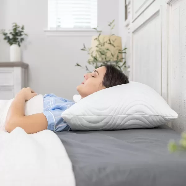 ZonLi Cooling Memory Foam Pillow 20quotx 26quot Side Sleeper Pillows Standard Size Bed Pillows with Machine Washable Cover Adjustable Loft Pillow for Back and Neck Pain Sleepers White Pack of 1