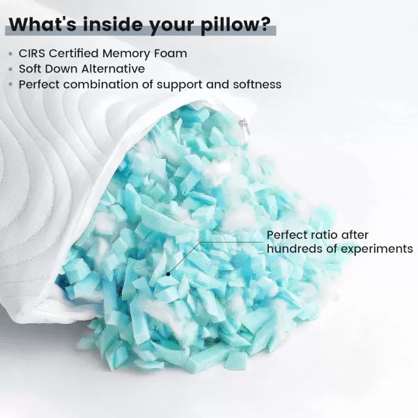 ZonLi Cooling Memory Foam Pillow 20quotx 26quot Side Sleeper Pillows Standard Size Bed Pillows with Machine Washable Cover Adjustable Loft Pillow for Back and Neck Pain Sleepers White Pack of 1