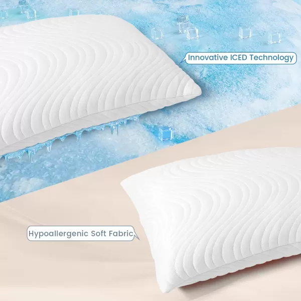 ZonLi Cooling Memory Foam Pillow 20quotx 26quot Side Sleeper Pillows Standard Size Bed Pillows with Machine Washable Cover Adjustable Loft Pillow for Back and Neck Pain Sleepers White Pack of 1