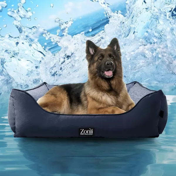 ZonLi Dog Cooling Mat 36quot x 23quotMedium Cooling Pad Reversible Cool ampamp Warm Pet Cool Mats for Dog and Cat use in Crate Kennel Bed Sofa Machine Washable Durable NonGel Glacial GreyNavy Blue