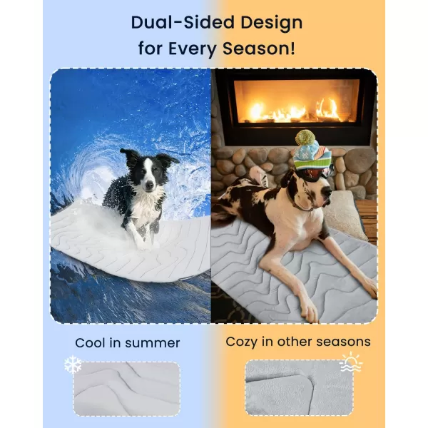 ZonLi Dog Cooling Mat 36quot x 23quotMedium Cooling Pad Reversible Cool ampamp Warm Pet Cool Mats for Dog and Cat use in Crate Kennel Bed Sofa Machine Washable Durable NonGel Glacial GreyGlacial Grey