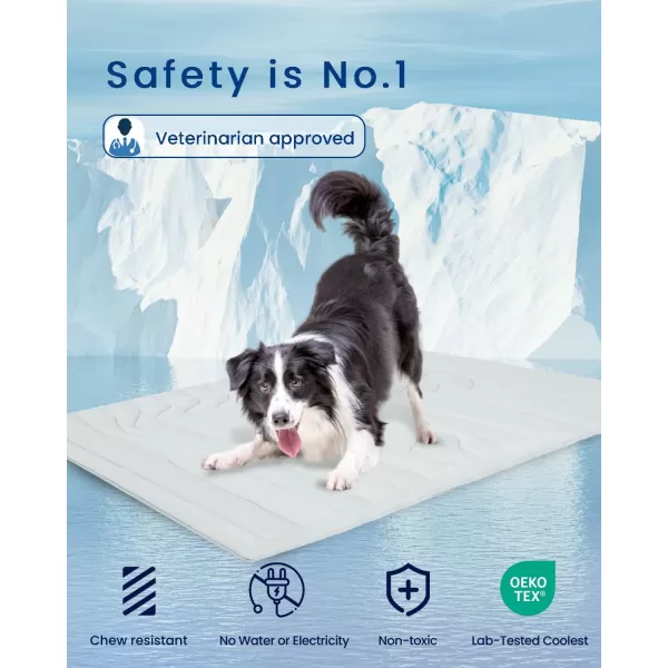 ZonLi Dog Cooling Mat 36quot x 23quotMedium Cooling Pad Reversible Cool ampamp Warm Pet Cool Mats for Dog and Cat use in Crate Kennel Bed Sofa Machine Washable Durable NonGel Glacial GreyGlacial Grey