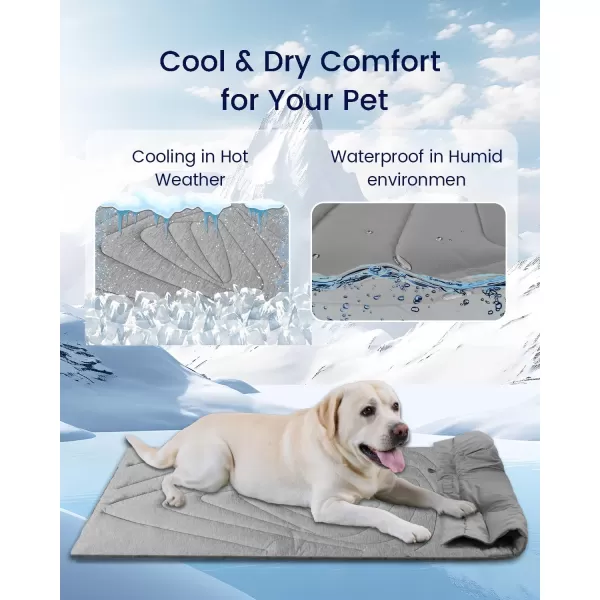 ZonLi Dog Cooling Mat 36quot x 23quotMedium Cooling Pad Reversible Cool ampamp Warm Pet Cool Mats for Dog and Cat use in Crate Kennel Bed Sofa Machine Washable Durable NonGel Glacial GreyPebble Gray