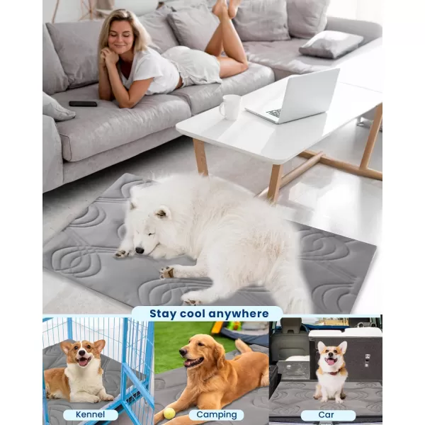 ZonLi Dog Cooling Mat 36quot x 23quotMedium Cooling Pad Reversible Cool ampamp Warm Pet Cool Mats for Dog and Cat use in Crate Kennel Bed Sofa Machine Washable Durable NonGel Glacial GreyPolar Grey