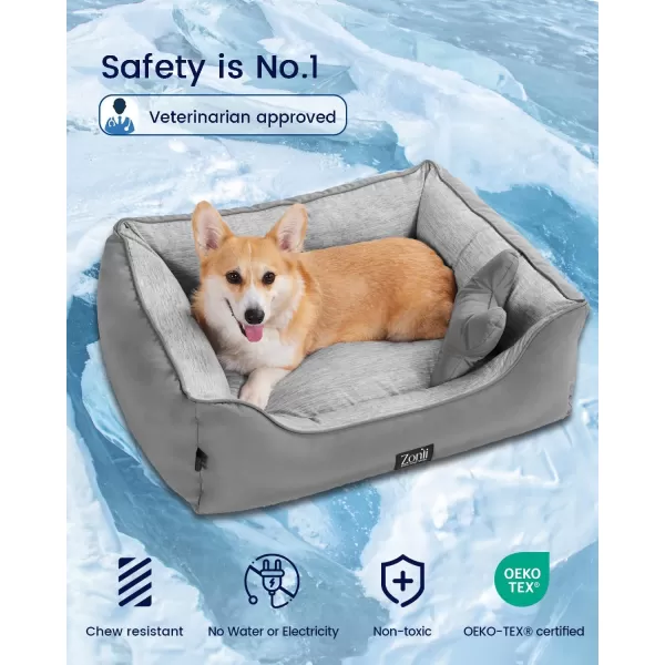 ZonLi Dog Cooling Mat 36quot x 23quotMedium Cooling Pad Reversible Cool ampamp Warm Pet Cool Mats for Dog and Cat use in Crate Kennel Bed Sofa Machine Washable Durable NonGel Glacial GreyGrey