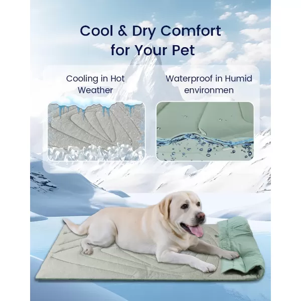 ZonLi Dog Cooling Mat 36quot x 23quotMedium Cooling Pad Reversible Cool ampamp Warm Pet Cool Mats for Dog and Cat use in Crate Kennel Bed Sofa Machine Washable Durable NonGel Glacial GreySage Green