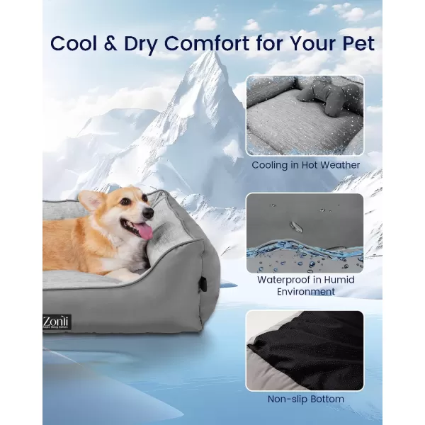 ZonLi Dog Cooling Mat 36quot x 23quotMedium Cooling Pad Reversible Cool ampamp Warm Pet Cool Mats for Dog and Cat use in Crate Kennel Bed Sofa Machine Washable Durable NonGel Glacial GreyGrey
