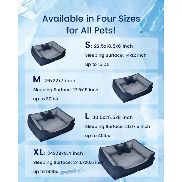 ZonLi Dog Cooling Mat 36quot x 23quotMedium Cooling Pad Reversible Cool ampamp Warm Pet Cool Mats for Dog and Cat use in Crate Kennel Bed Sofa Machine Washable Durable NonGel Glacial GreyNavy Blue