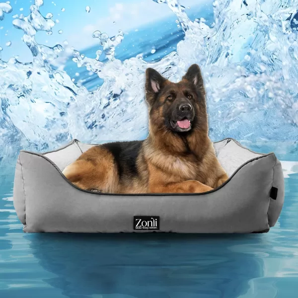 ZonLi Dog Cooling Mat 36quot x 23quotMedium Cooling Pad Reversible Cool ampamp Warm Pet Cool Mats for Dog and Cat use in Crate Kennel Bed Sofa Machine Washable Durable NonGel Glacial GreyGrey
