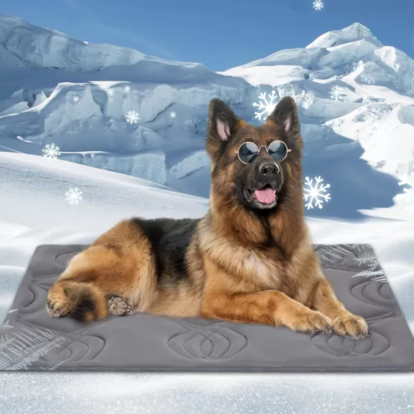 ZonLi Dog Cooling Mat 36quot x 23quotMedium Cooling Pad Reversible Cool ampamp Warm Pet Cool Mats for Dog and Cat use in Crate Kennel Bed Sofa Machine Washable Durable NonGel Glacial GreyPolar Grey