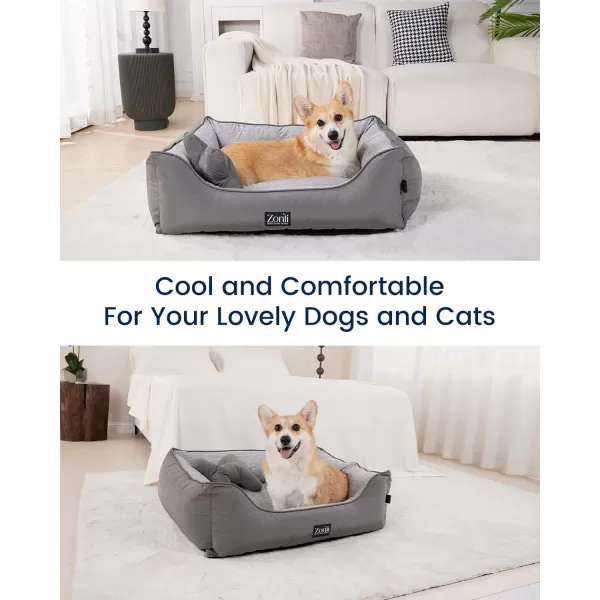 ZonLi Dog Cooling Mat 36quot x 23quotMedium Cooling Pad Reversible Cool ampamp Warm Pet Cool Mats for Dog and Cat use in Crate Kennel Bed Sofa Machine Washable Durable NonGel Glacial GreyGrey