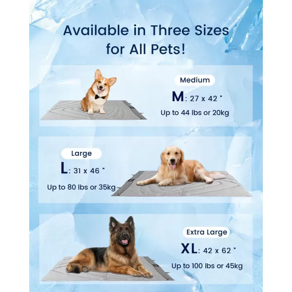 ZonLi Dog Cooling Mat 36quot x 23quotMedium Cooling Pad Reversible Cool ampamp Warm Pet Cool Mats for Dog and Cat use in Crate Kennel Bed Sofa Machine Washable Durable NonGel Glacial GreyPebble Gray