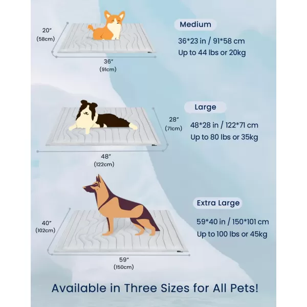 ZonLi Dog Cooling Mat 36quot x 23quotMedium Cooling Pad Reversible Cool ampamp Warm Pet Cool Mats for Dog and Cat use in Crate Kennel Bed Sofa Machine Washable Durable NonGel Glacial GreyGlacial Grey