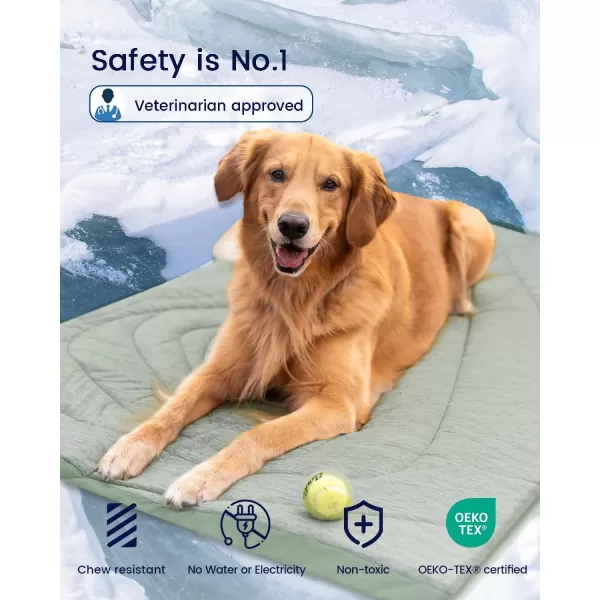 ZonLi Dog Cooling Mat 36quot x 23quotMedium Cooling Pad Reversible Cool ampamp Warm Pet Cool Mats for Dog and Cat use in Crate Kennel Bed Sofa Machine Washable Durable NonGel Glacial GreySage Green