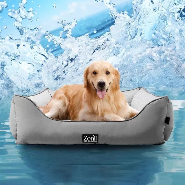 ZonLi Dog Cooling Mat 36quot x 23quotMedium Cooling Pad Reversible Cool ampamp Warm Pet Cool Mats for Dog and Cat use in Crate Kennel Bed Sofa Machine Washable Durable NonGel Glacial GreyGrey