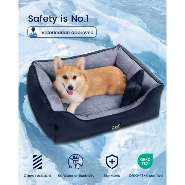 ZonLi Dog Cooling Mat 59quot x 40quotExtra Large Cooling Pad Reversible Cool ampamp Warm Pet Cool Mats for Dog and Cat use in Crate Kennel Bed Sofa Machine Washable NonGel Glacial GreyNavy Blue