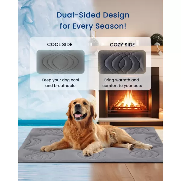 ZonLi Dog Cooling Mat 59quot x 40quotExtra Large Cooling Pad Reversible Cool ampamp Warm Pet Cool Mats for Dog and Cat use in Crate Kennel Bed Sofa Machine Washable NonGel Glacial GreyPolar Grey