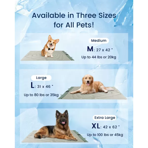 ZonLi Dog Cooling Mat 59quot x 40quotExtra Large Cooling Pad Reversible Cool ampamp Warm Pet Cool Mats for Dog and Cat use in Crate Kennel Bed Sofa Machine Washable NonGel Glacial GreySage Green