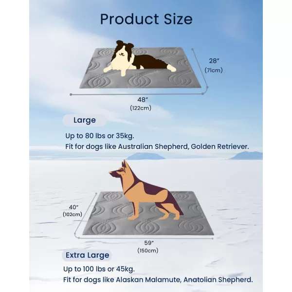 ZonLi Dog Cooling Mat 59quot x 40quotExtra Large Cooling Pad Reversible Cool ampamp Warm Pet Cool Mats for Dog and Cat use in Crate Kennel Bed Sofa Machine Washable NonGel Glacial GreyPolar Grey