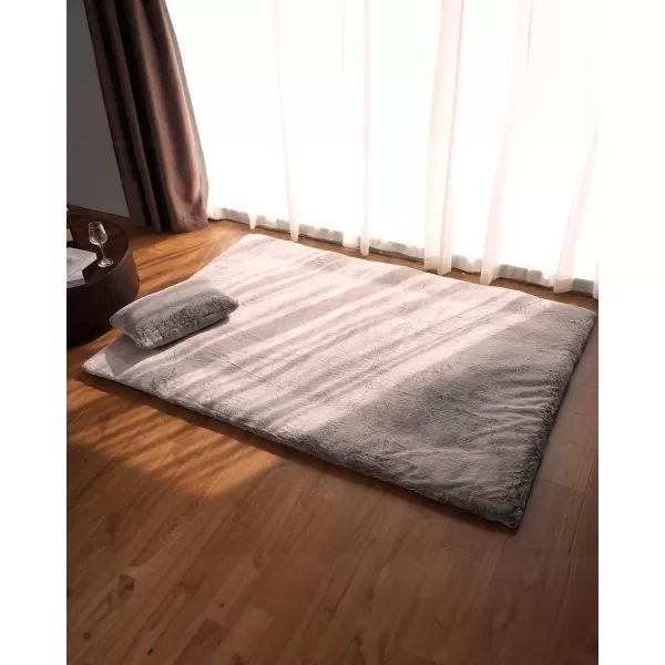 ZonLi Floor Futon Mattress Full Size 54quotx 80quot 3 Inch Soft Faux Fur Japanese Floor Mattress Foldable Fluffy Tatami Mattress Portable Dormitory Sleeping Pad Floor Lounger Bed for Adult Child Grey