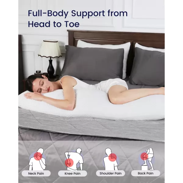 ZonLi Fluffy Body Pillow Full Body Pillows for Adults Long Pillow for Sleeping with Removable Cover and Adjustable Filling for Side Sleeper ampamp PregnancyLarge and Firm Pillow Machine WashableGreyCloud White