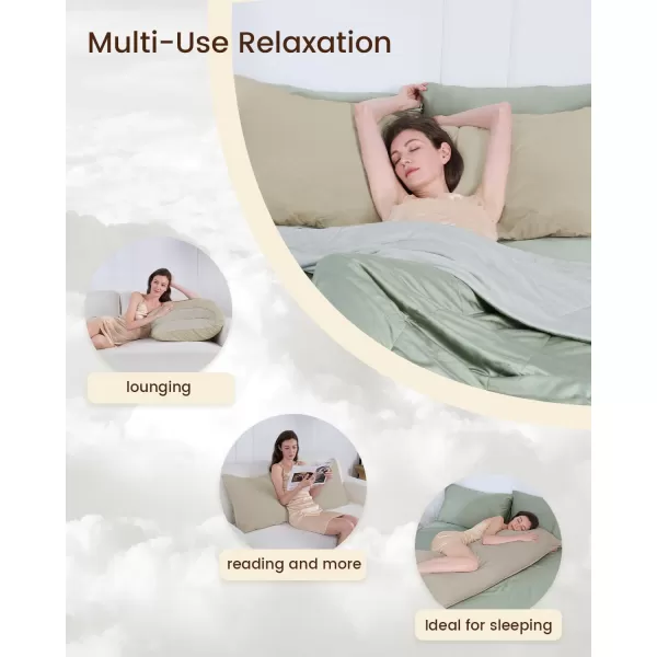 ZonLi Fluffy Body Pillow Full Body Pillows for Adults Long Pillow for Sleeping with Removable Cover and Adjustable Filling for Side Sleeper ampamp PregnancyLarge and Firm Pillow Machine WashableGreySandstone Beige
