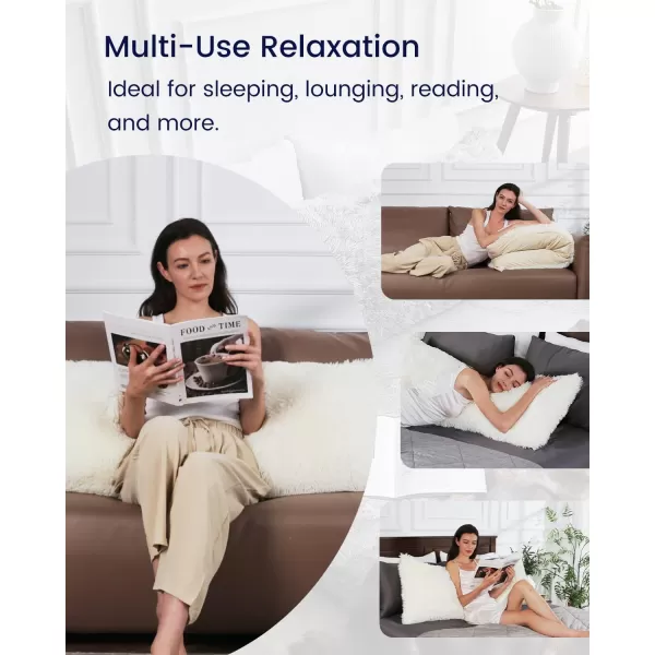 ZonLi Fluffy Body Pillow Full Body Pillows for Adults Long Pillow for Sleeping with Removable Cover and Adjustable Filling for Side Sleeper ampamp PregnancyLarge and Firm Pillow Machine WashableGreyWhite