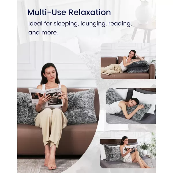 ZonLi Fluffy Body Pillow Full Body Pillows for Adults Long Pillow for Sleeping with Removable Cover and Adjustable Filling for Side Sleeper ampamp PregnancyLarge and Firm Pillow Machine WashableGreyGrey