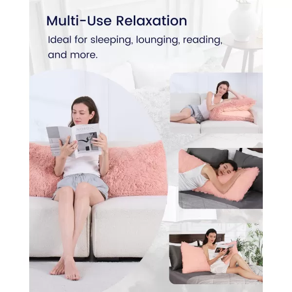 ZonLi Fluffy Body Pillow Full Body Pillows for Adults Long Pillow for Sleeping with Removable Cover and Adjustable Filling for Side Sleeper ampamp PregnancyLarge and Firm Pillow Machine WashableGreyPink