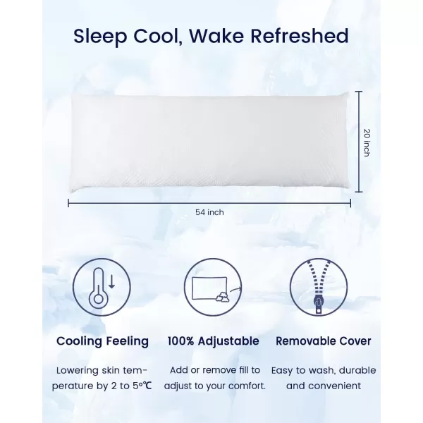ZonLi Fluffy Body Pillow Full Body Pillows for Adults Long Pillow for Sleeping with Removable Cover and Adjustable Filling for Side Sleeper ampamp PregnancyLarge and Firm Pillow Machine WashableGreyCloud White