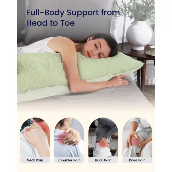 ZonLi Fluffy Body Pillow Full Body Pillows for Adults Long Pillow for Sleeping with Removable Cover and Adjustable Filling for Side Sleeper ampamp PregnancyLarge and Firm Pillow Machine WashableGreyGreen
