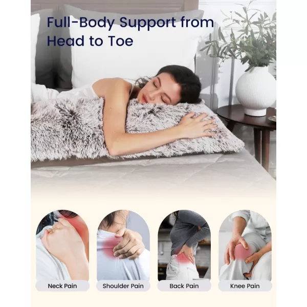 ZonLi Fluffy Body Pillow Full Body Pillows for Adults Long Pillow for Sleeping with Removable Cover and Adjustable Filling for Side Sleeper ampamp PregnancyLarge and Firm Pillow Machine WashableGreyCoffee